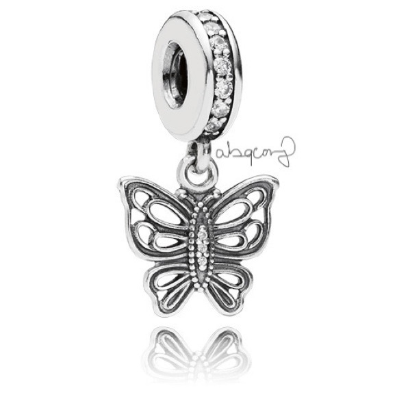EUC Pandora 791255CZ Sterling Silver Love Takes Flight Butterfly Dangle Charm - Picture 1 of 9